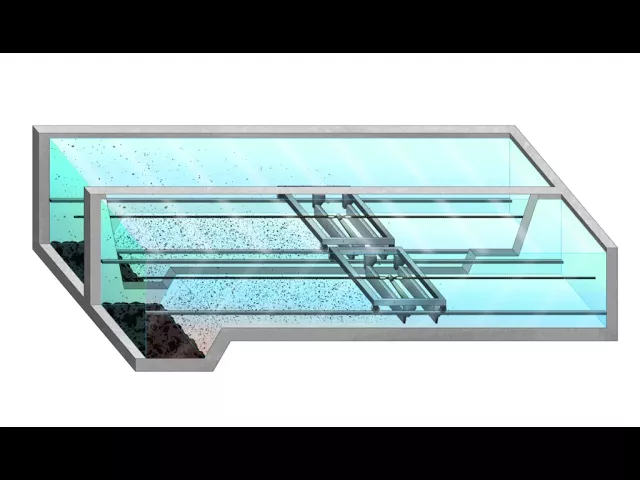 水中ロープ牽引式汚泥かき寄せ機